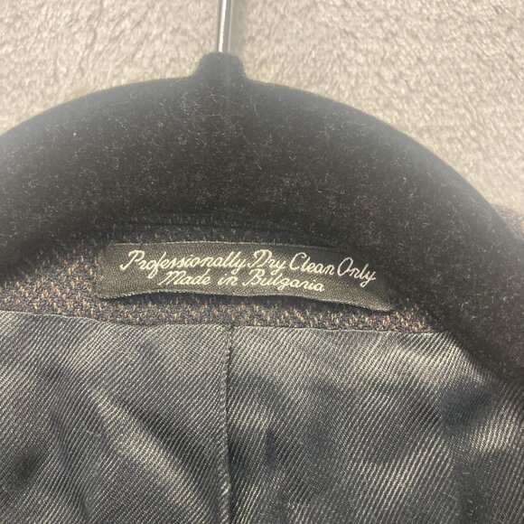 Mens 100% Lambswool Blazer Sport Coat Mens 56L Long Black Herringbone Millennium - Picture 8 of 16